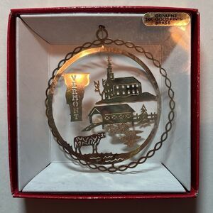 Vermont 24K Gold Flashed Brass Christmas Cut Out Ornament Nation's Treasures